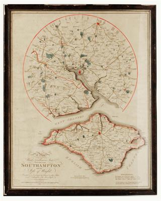 Lot 632 - A George III 'PLan of the Roads Gentlemen's Seats etc Twelve Miles round Southampton with The Isle
