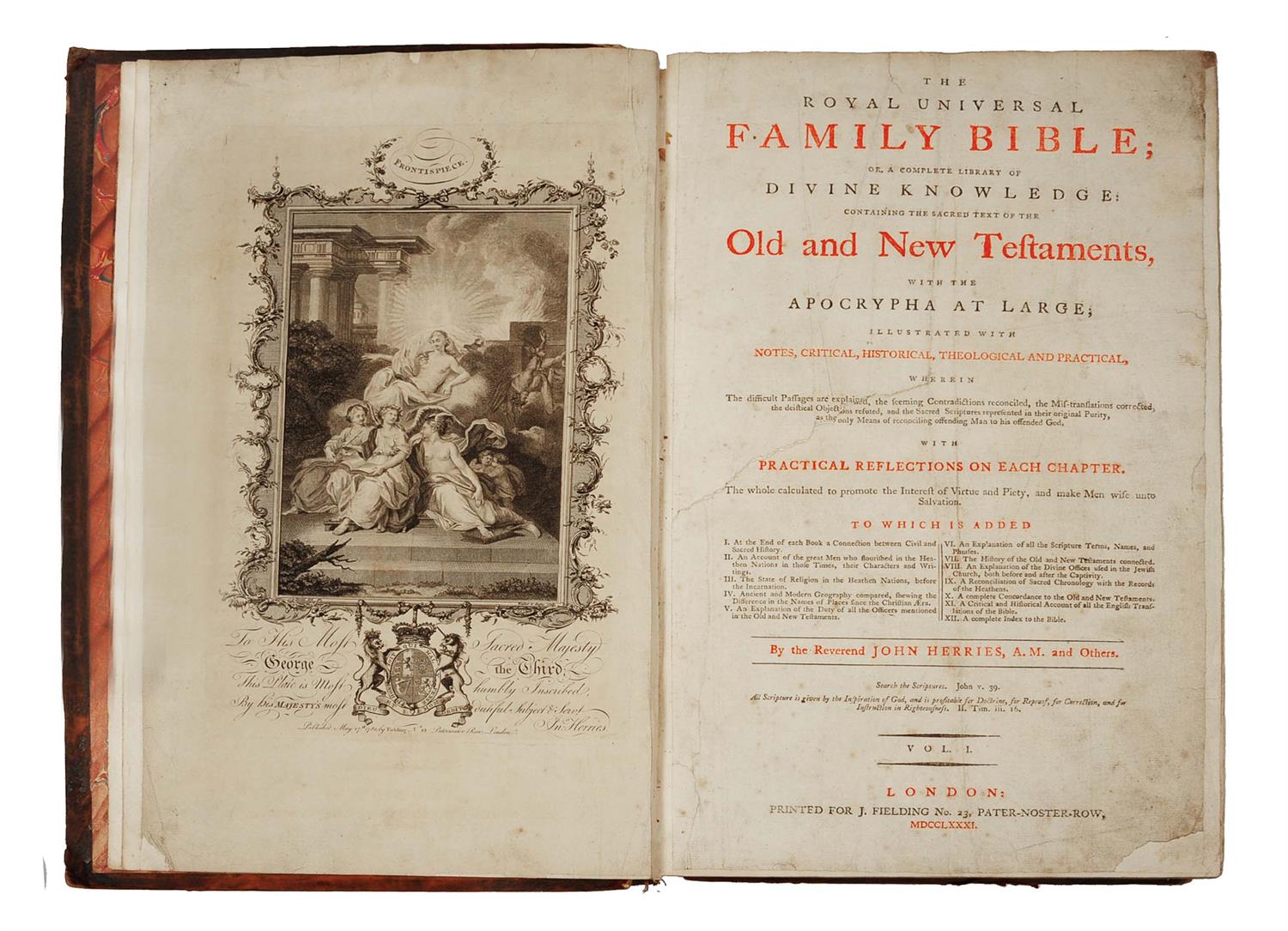Lot 648 - THE ROYAL UNIVERSAL FAMILY BIBLE with reflections by the Rev'd John Herries and others