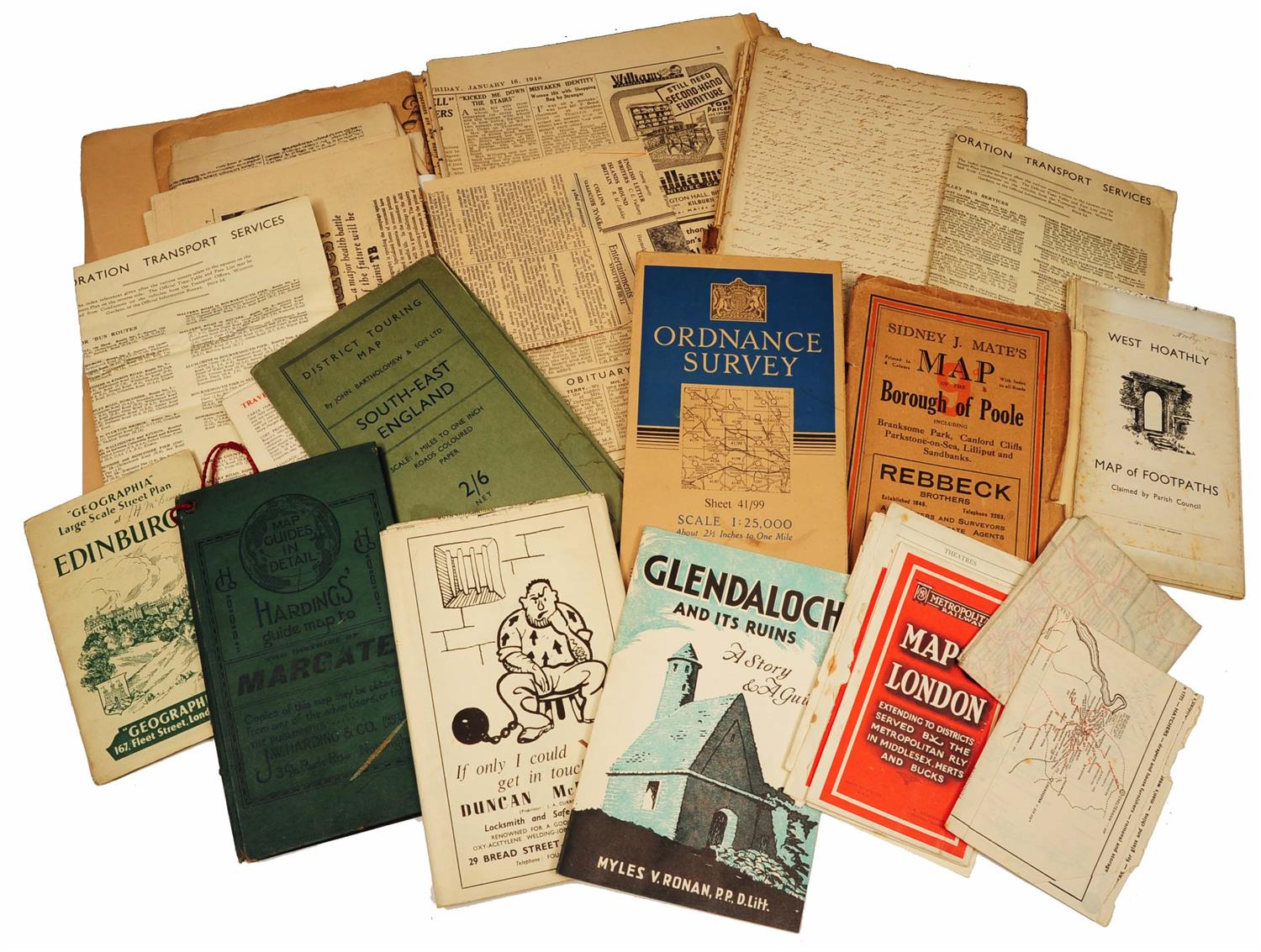 Lot 794 - A SMALL COLLECTION OF OLD NEWSPAPERS including WWII and The Morning Advertiser 1894 plus old town