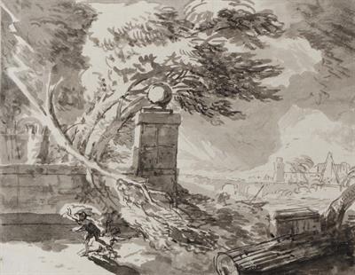 Lot 321 - A COLLECTION OF FOUR OLD MASTER DRAWINGS TO INCLUDE: an 18th Century Dutch park landscape in pen and