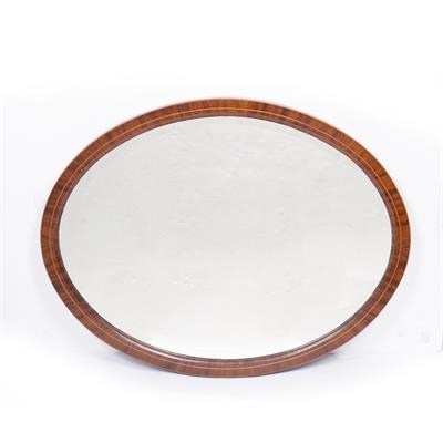 Lot 13 - Mahogany and inlaid oval mirror