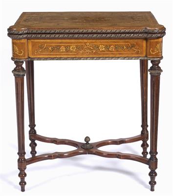 Lot 42A - A French style inlaid walnut card table