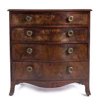 Lot 56 - Mahogany and satinwood serpentine chest
