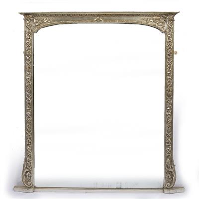 Lot 76 - Silvered oval mantle mirror
