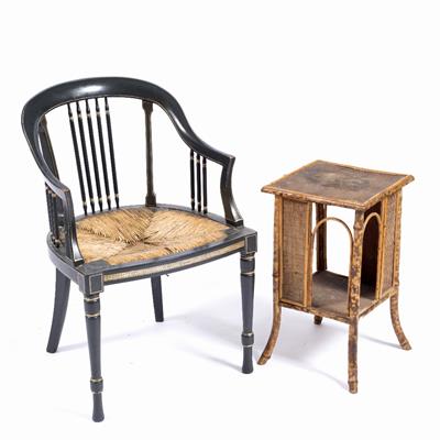 Lot 79 - Painted rush seat armchair