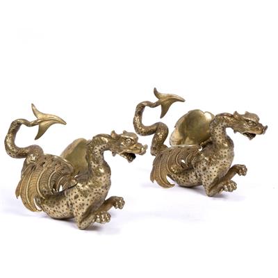 Lot 94 - Pair of cast bronze dragons