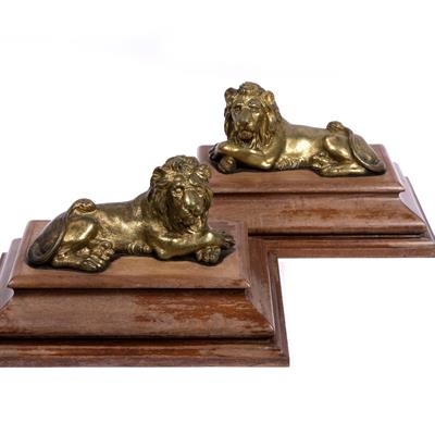 Lot 95 - Pair of gilt bronze lions