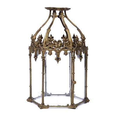 Lot 109 - Gothic brass hall lantern