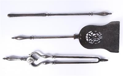 Lot 111 - Set of three steel fire irons