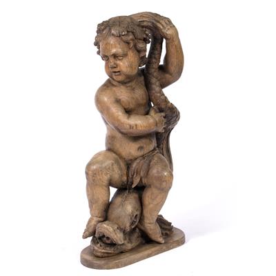 Lot 112 - Oak carved figure of Putti
