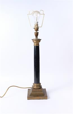 Lot 119 - Brass and marble table lamp