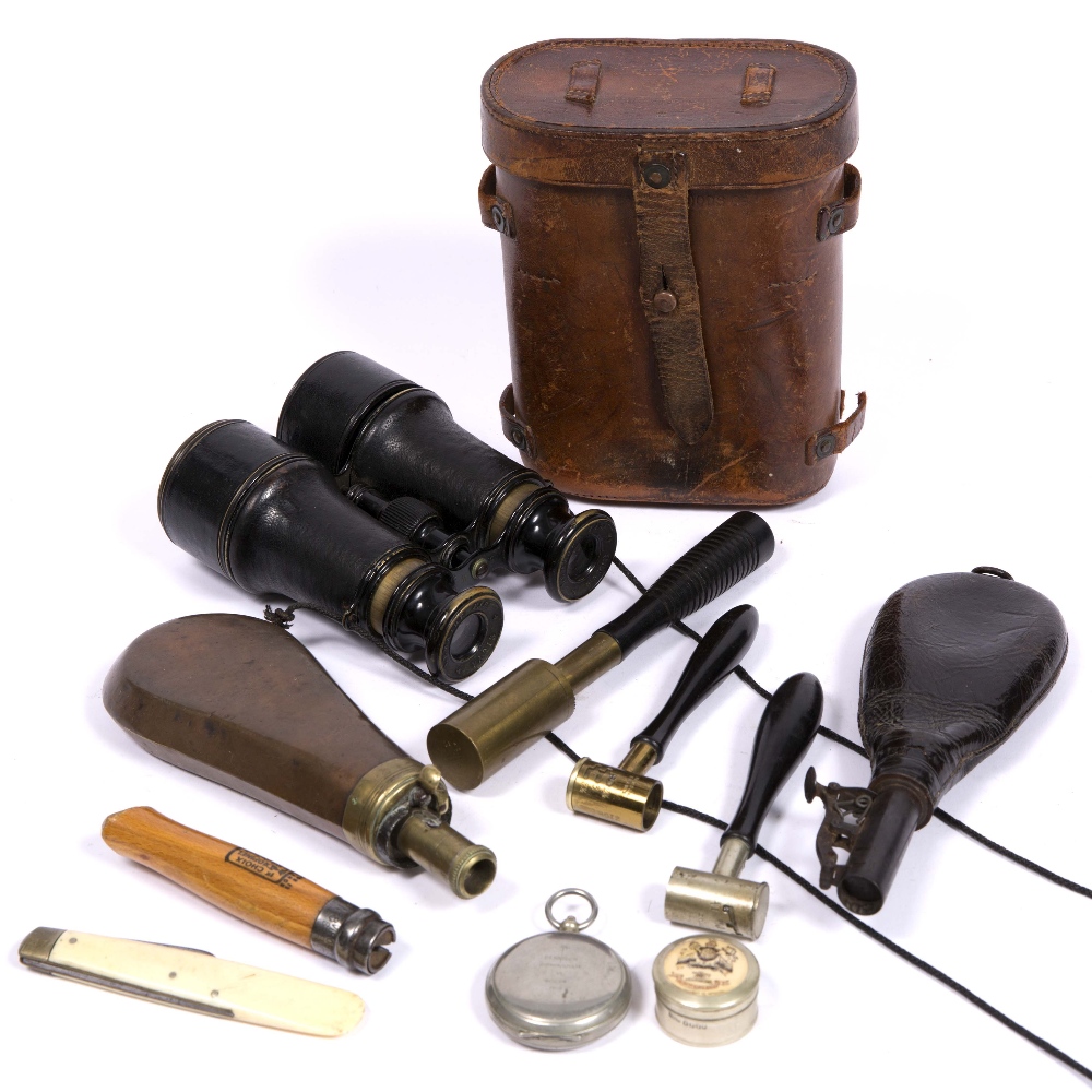 Lot 144 - Various pieces to include a powder flask