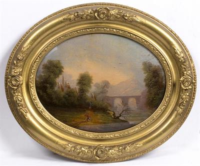 Lot 165 - Reverse oval glass painting