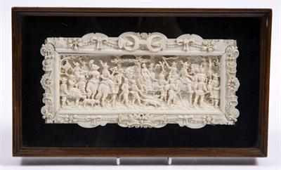 Lot 253 - Relief carved ivory panel