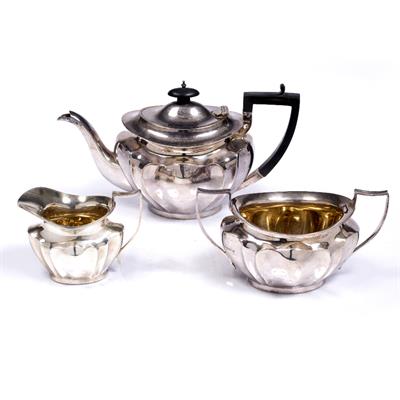 Lot 265 - Silver three piece tea set