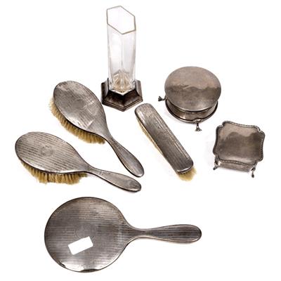Lot 296 - Collection of silver backed dressing table ware