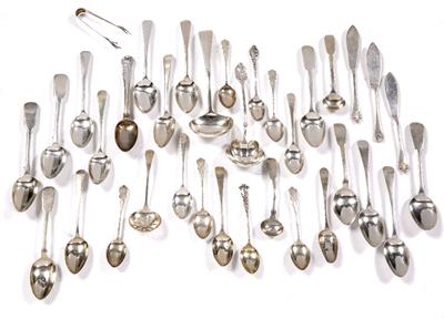 Lot 297 - Collection of silver and white metal teaspoons