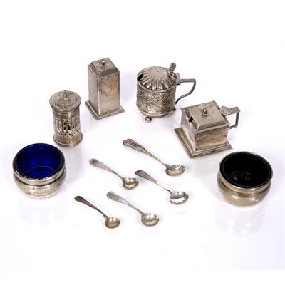 Lot 305 - Small collection of silver condiments