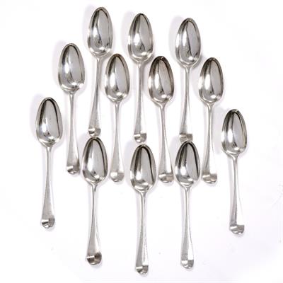 Lot 346 - Two sets of six Old English pattern silver tablespoons