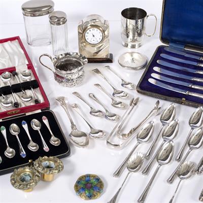 Lot 355 - Collection of miscellaneous silver and plated wares