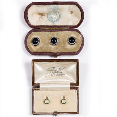 Lot 386 - Two cased sets of studs
