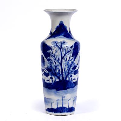 Lot 404 - Blue and white tapering porcelain vase