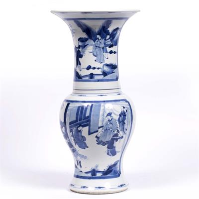 Lot 421 - Chinese blue and white yen yen beaker vase