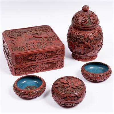 Lot 448 - Chinese cinnabar lacquer square box