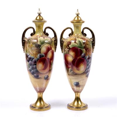 Lot 462 - Pair of Royal Worcester lidded vases