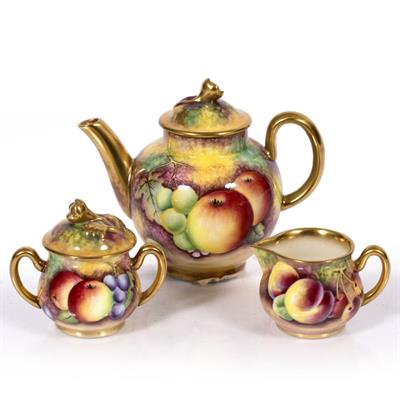 Lot 464 - Royal Worcester three piece miniature tea service