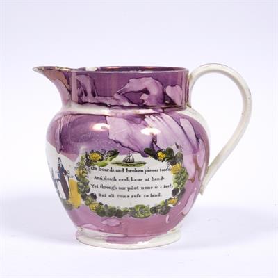 Lot 476 - Sunderland pink lustre jug
