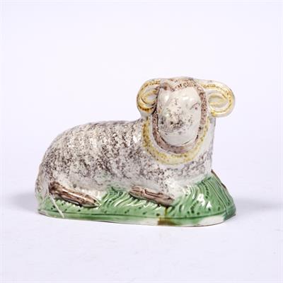 Lot 477 - Ralph Wood/Whieldon type Staffordshire pottery model of a ram