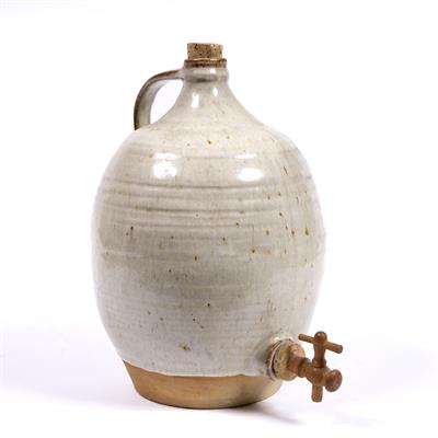 Lot 528 - Large stoneware white glazed cider jug