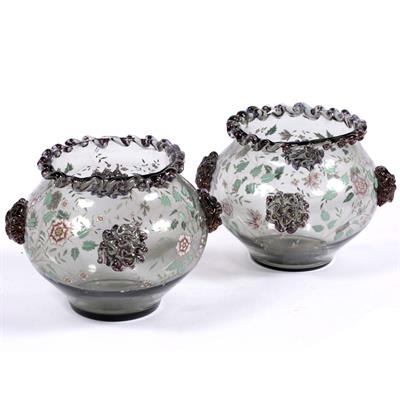 Lot 535 - Pair of Moser style large glass vases
