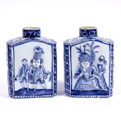 Lot 548 - Pair of Delft pottery tea caddies
