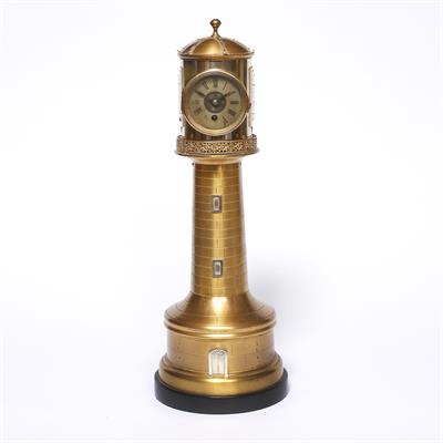 Lot 451 - A brass automaton lighthouse clock