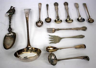 Lot 3 - A DUTCH WHITE METAL SPOON with ship crest