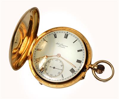 Lot 7 - AN 18TH CARAT GOLD CASED J.W BENSON FULL HUNTER POCKET WATCH