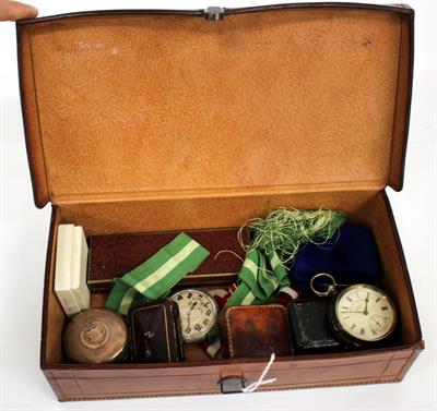 Lot 8 - AN H SAMUEL MANCHESTER SILVER CASED POCKET WATCH plus two further pocket watches and two amethyst