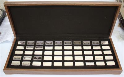 Lot 11 - A CASED SET OF 50 STIRLING SILVER INGOTS commemorating one thousand years of British monarchy