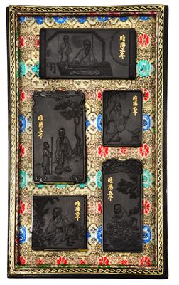 Lot 22 - A GROUP OF FIVE VARIOUS CHINESE EARLY 20TH CENTURY INK STONES each of a different form and with