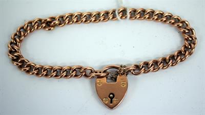 Lot 24 - A 9CT GOLD BRACELET with padlock clasp