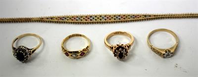 Lot 35 - A LATE 19TH/EARLY 20TH CENTURY 9CT GOLD CHIP DIAMOND AND SAPPHIRE SET DRESS RING