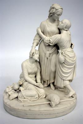 Lot 48 - A MINTON PARIAN WARE FIGURE of Naomi and her daughters in law 34cm high