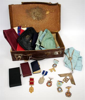 Lot 52 - A COLLECTION OF MASONIC EPHEMERA to include silver gilt badge presented by The Sackville Lodge to W.