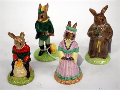 Lot 57 - FOUR VARIOUS ROYAL DOULTON BUNNYKINS FIGURES consisting of Robin Hood