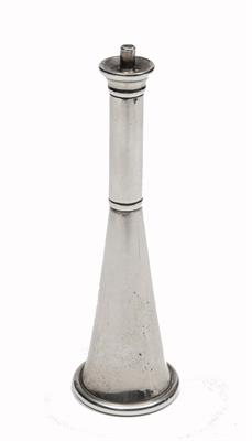 Lot 60 - A VICTORIAN SILVER TABLE CIGAR LIGHTER in the form of a hunting horn with marks for London 1897 and