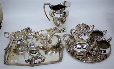 Lot 65 - A SMALL QUANTITY OF SILVER PLATE to include a tray with neoclassical decoration