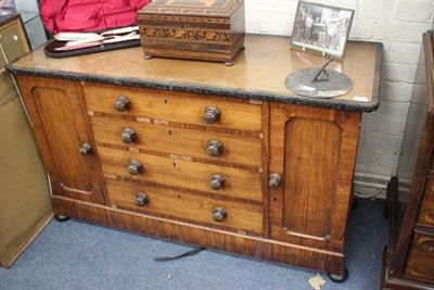 Lot 68 - A NEAR PAIR OF EARLY TO MID 19TH CENTURY ROSEWOOD SIDE CABINETS with ebony cross banding over four