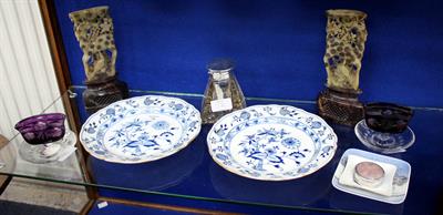 Lot 76 - TWO MEISSEN PORCELAIN PLATES decorated in blue (one AF)